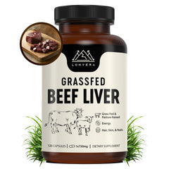 Lonvera grass-fed beef liver capsules bottle — convenient energy support for daily wellness.