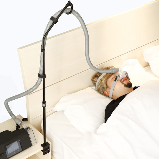 LONYEON CPAP hose holder with height-adjustable arm for custom sleeping comfort.