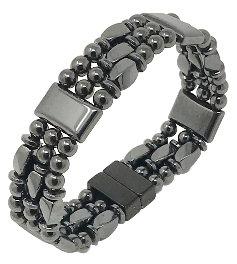 Look Sharp Magnetic Hematite Bracelet on wrist with secure, comfortable fit
