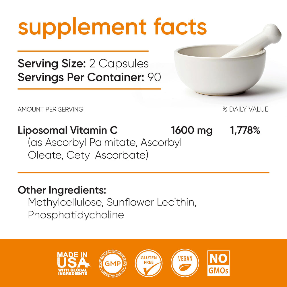 Loriináe liposomal vitamin C capsules closeup highlighting absorption-focused delivery