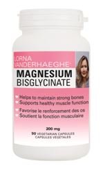 Lorna Vanderhaeghe Magnesium Bisglycinate bottle front view supports heart and muscle function.