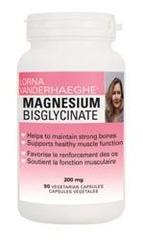 Lorna Vanderhaeghe Magnesium Bisglycinate bottle front view supports heart and muscle function.