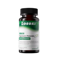 Losoki Magnesium 60 tablets bottle view showing easy daily support for stress