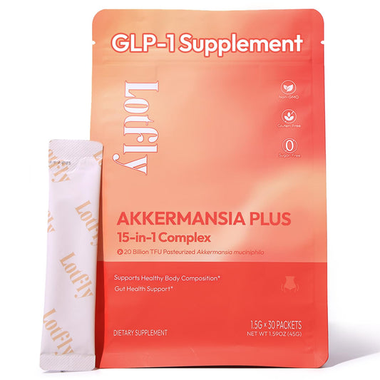 LOTFLY GLP-1 bottle with Akkermansia probiotic for gut support