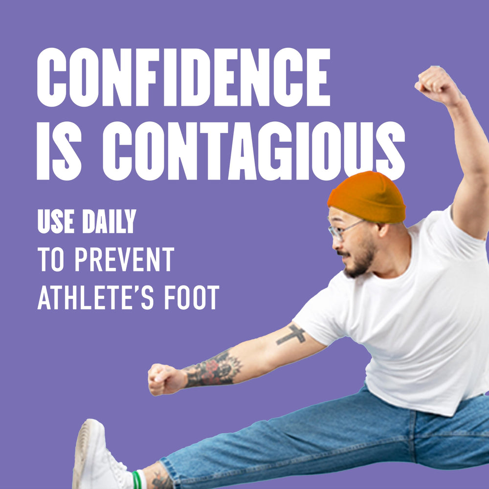 Feet stay dry after applying Lotrimin AF powder post-workout.