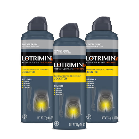 Lotrimin AF jock itch powder spray bottle top eases application
