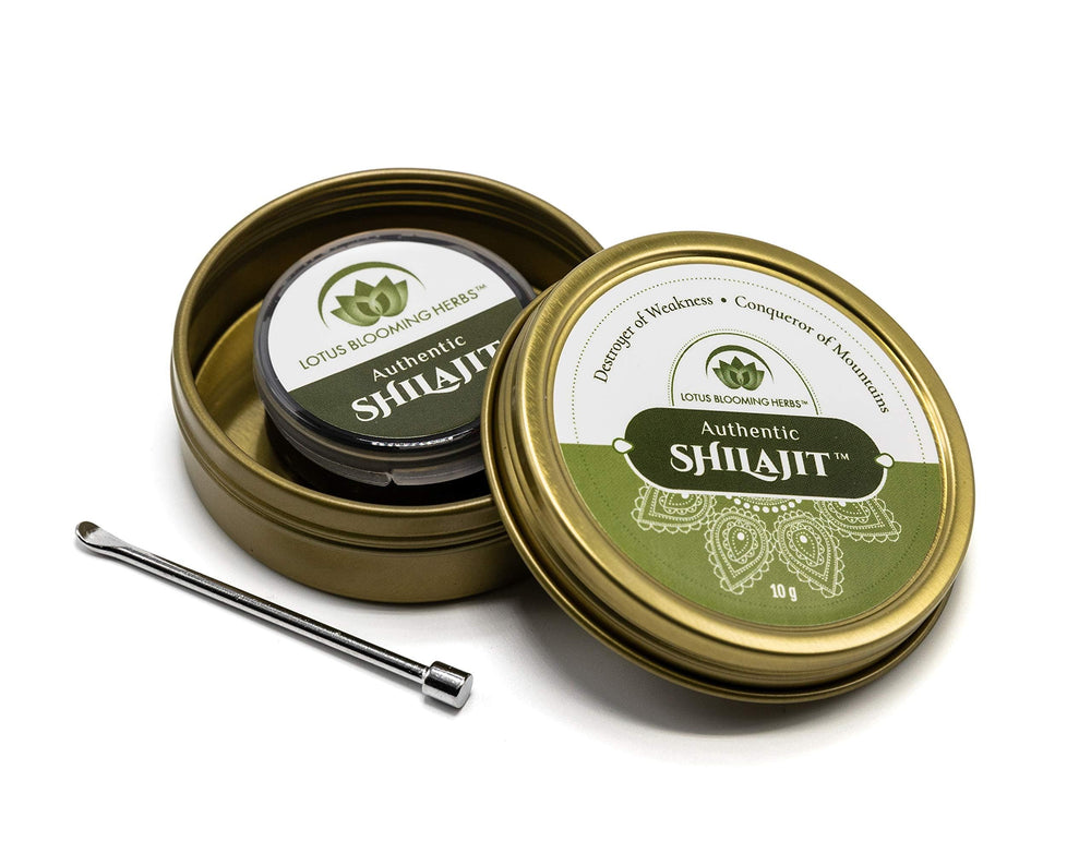 Lotus Blooming Herbs Shilajit resin bottle label emphasizes safety and purity you can trust.