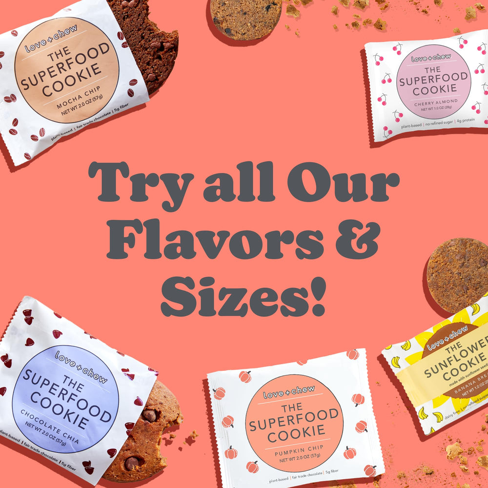 Gluten-free and soy-free Love + Chew cookies in a resealable bag.