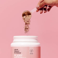 Love Sweat Fitness chocolate nutrition facts panel highlighting protein and ingredients