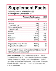 Love Sweat Fitness chocolate protein pour into a glass for a quick vegan shake