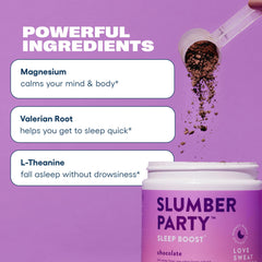 Love Sweat Fitness Sleep Boost Powder jar displayed in a pantry, vegan and gluten-free