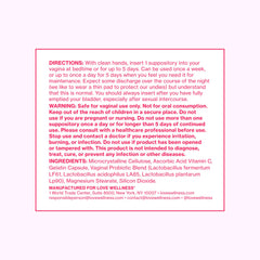 Love Wellness non-GMO paraben-free label close-up emphasizes safe, skin-friendly ingredients.