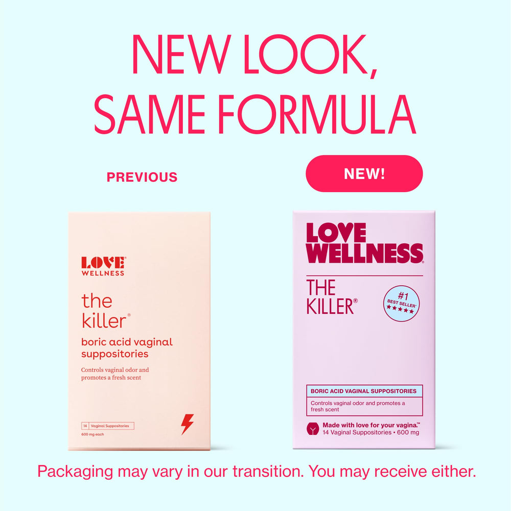 Love Wellness Flora Power probiotic suppositories pack supports pH balance and odor control.
