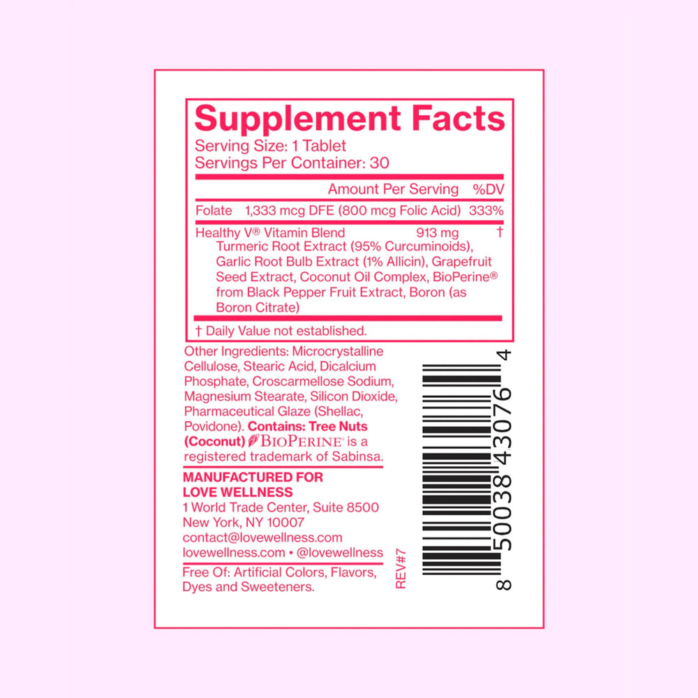 Love Wellness Good Girl Probiotics label detail aids shopper recognition and trust.