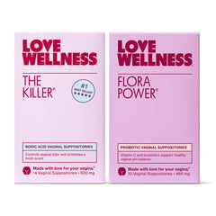 Love Wellness The Killer boric acid suppositories pack for vaginal balance and comfort.