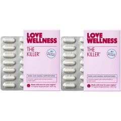 Love Wellness The Killer packaging with a two-pack for discreet care