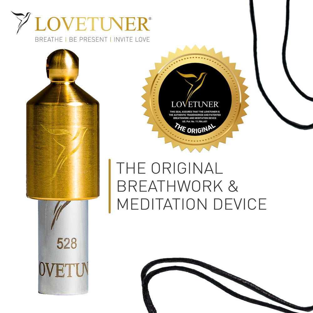 Lovetuner bronze tuning flute close-up highlighting mindfulness resonance.
