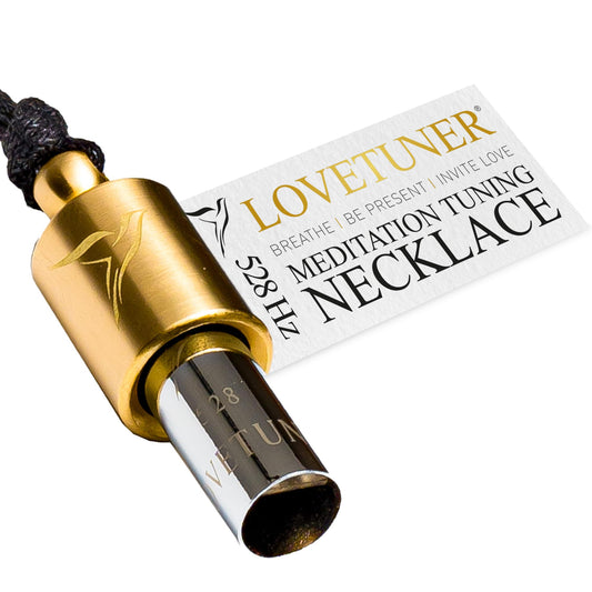 Lovetuner meditation necklace 528hz close-up for calm focus during daily routines.