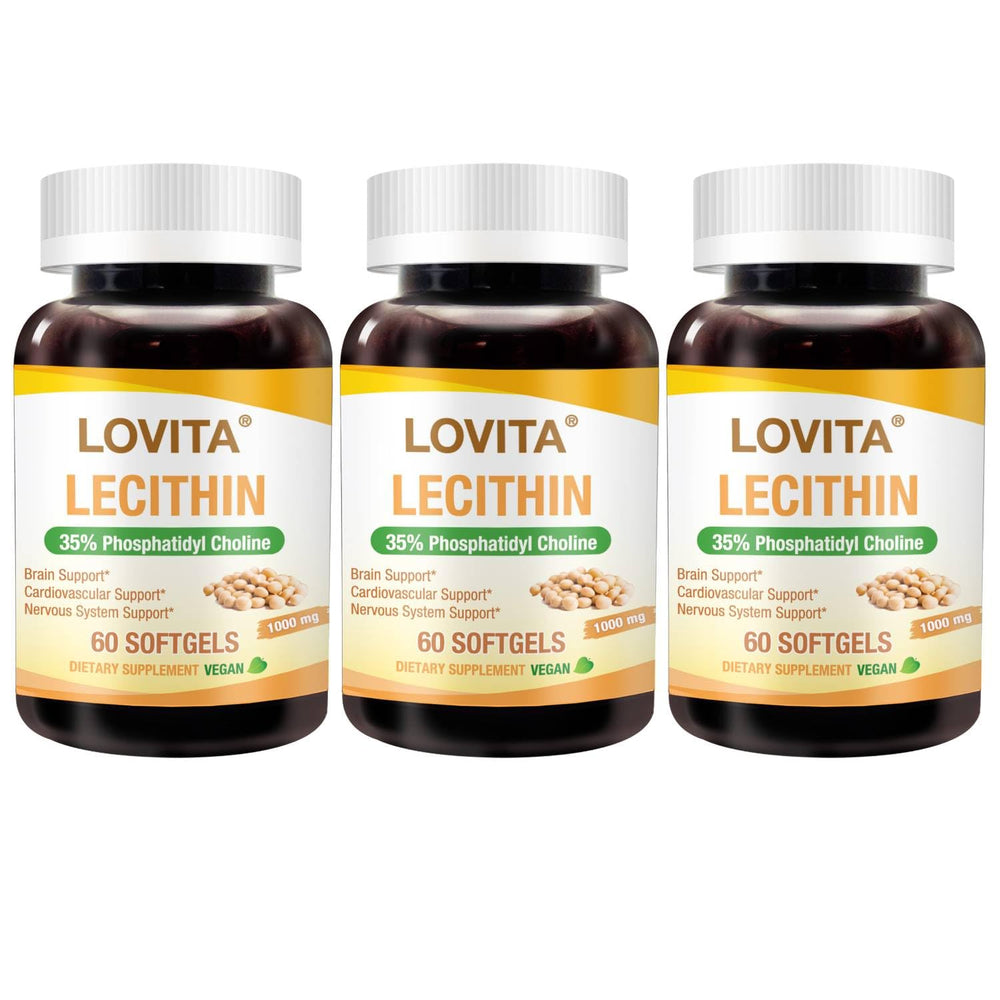 Lovita Lecithin 1000mg softgel close-up showing high potency for daily wellness