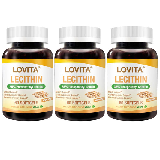 Lovita Lecithin 1000mg softgel close-up showing high potency for daily wellness