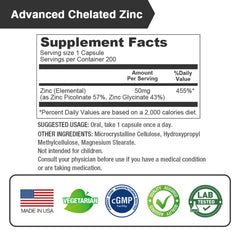 Lovita Zinc 50mg bottle back shows dosage and vegan formula