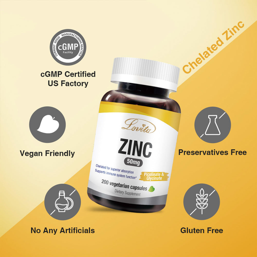 Lovita Zinc 50mg capsules suitable for vegan diets