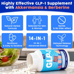 Lriftey GLP-1 bottle with 60 capsules, convenient 30-day supply.