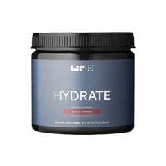 LTH Hydrate bottle-front showing premium electrolyte powder for on-the-go hydration