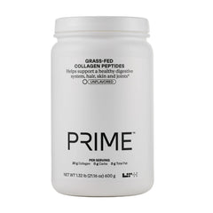 LTH Prime Collagen Peptides bottle shows grass-fed origin and protein support