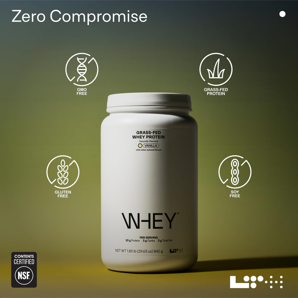 LTH Whey Protein back-label highlights clean ingredients and quality commitment.