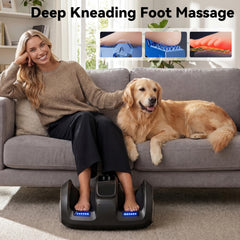 Ltnile foot and calf massage demonstrates comprehensive relief for tired legs.