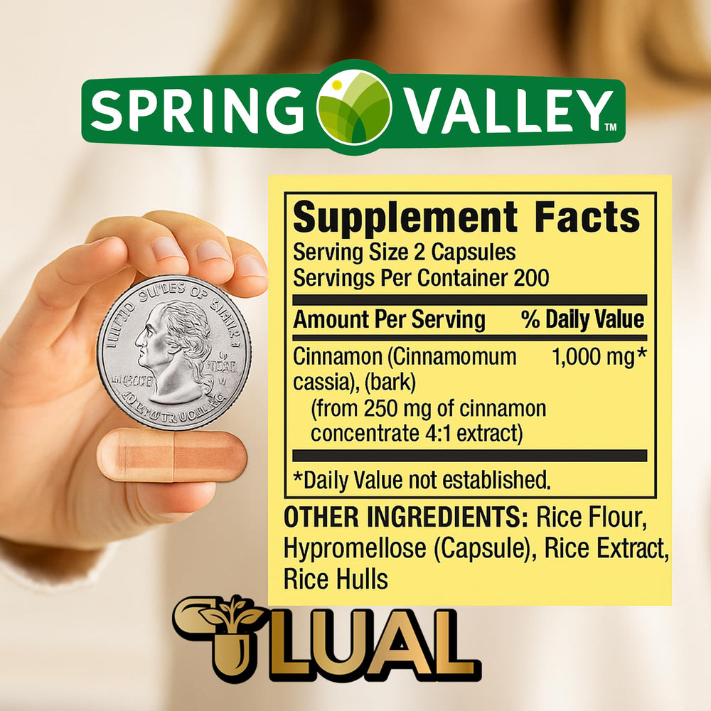 LUAL Cinnamon 1000mg capsules inside bottle for easy daily routine