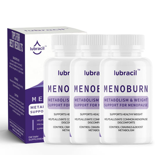 Lubracil Menoburn bottle front view for daily menopause support and energy