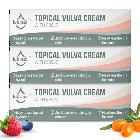 Lubracil Topical Vulva Cream bottle provides daily soothing care.