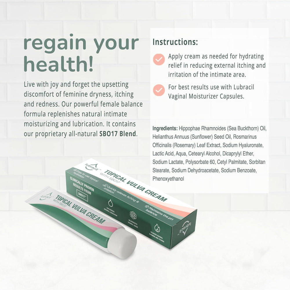Lubracil cream being applied gently offers vulvar comfort.