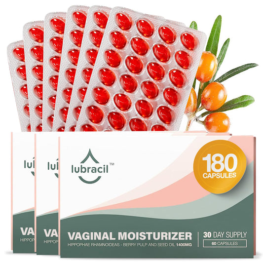 Lubracil Vaginal Moisturizer Pills bottle for daily hydration