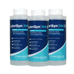 Lubrisyn HA bottle on shelf showcasing daily joint hydration support.