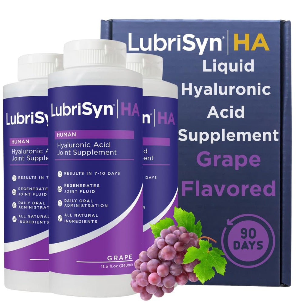 LubriSynHA grape bottle pour shows easy daily joint support