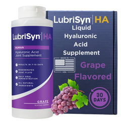 LubriSynHA grape-flavored bottle for daily joint support and hydration.
