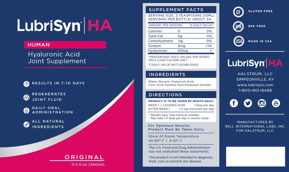 LubriSynHA liquid bottle pour demonstrates convenient daily use for mobility