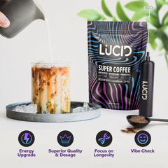 Close up of Lion's Mane on the Lucid label for focus hints.