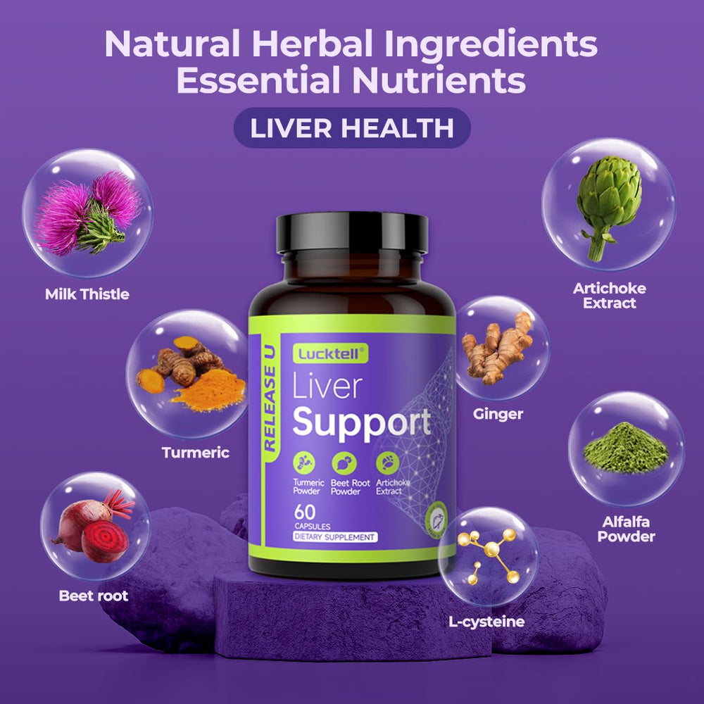 LuckTell Liver Support capsules close-up shows capsules and label.