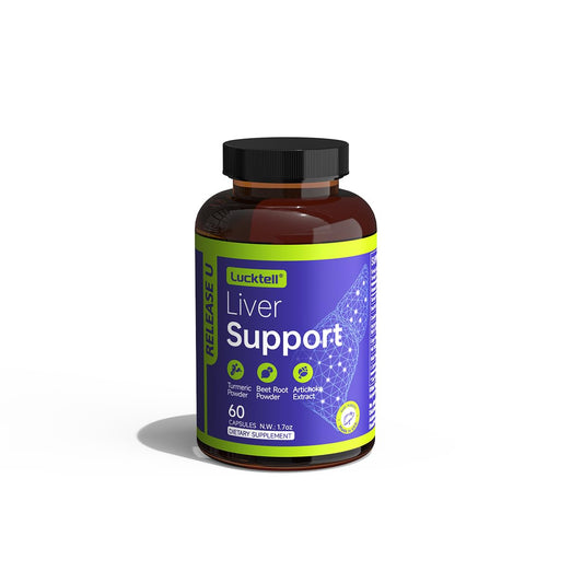 LuckTell Liver Support bottle front showcasing a 7-in-1 formula for daily detox.