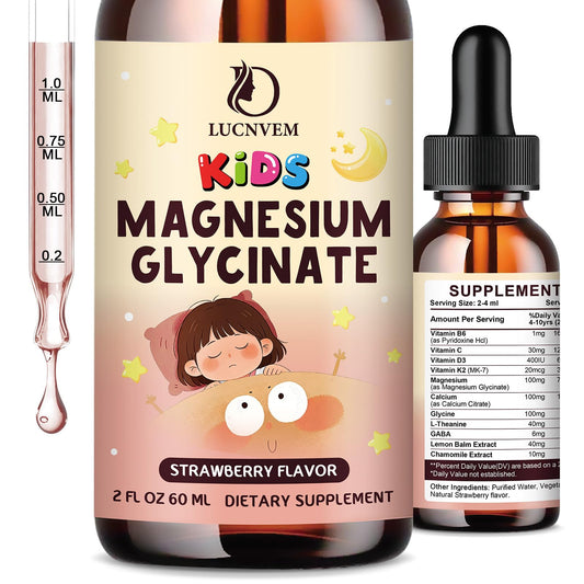 LUCNVEM kids magnesium glycinate drops bottle for calm bedtime routine
