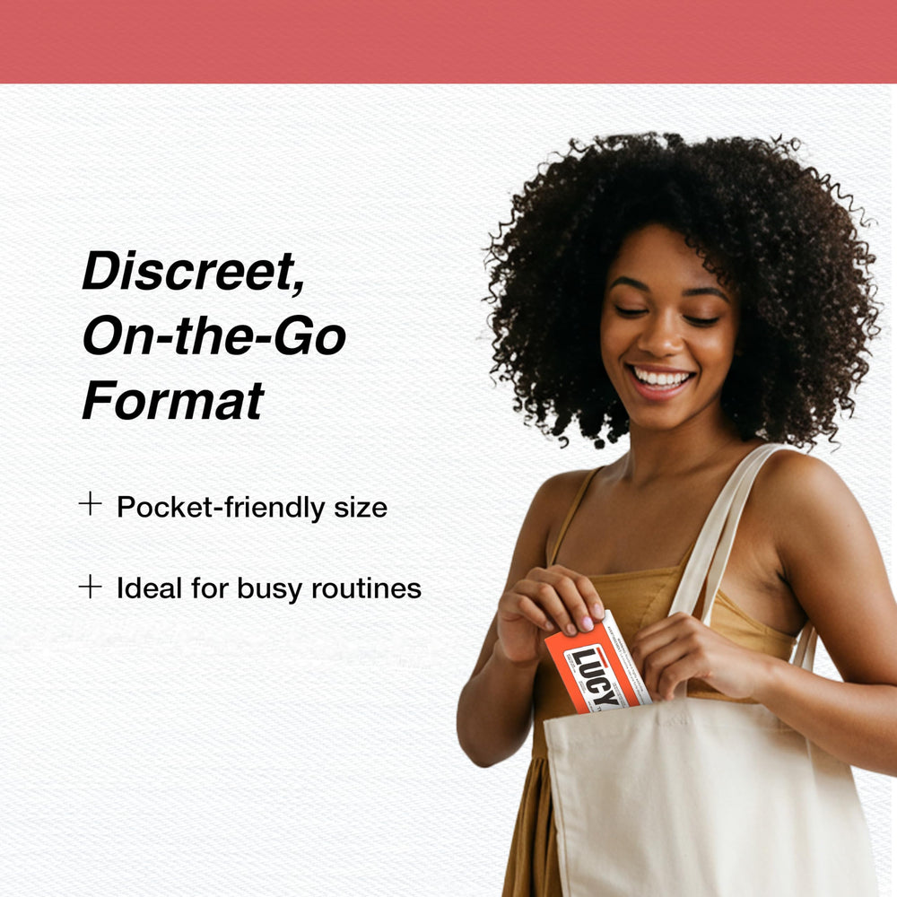 Lucy Nicotine Gum 2mg Cinnamon store display, accessible quit aids at point of sale.