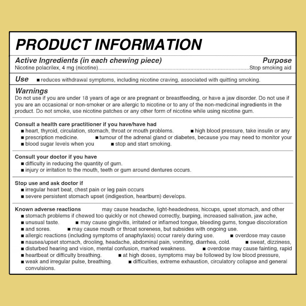 LUCY Nicotine Gum 4mg Mango NPN badge signals regulatory approval.