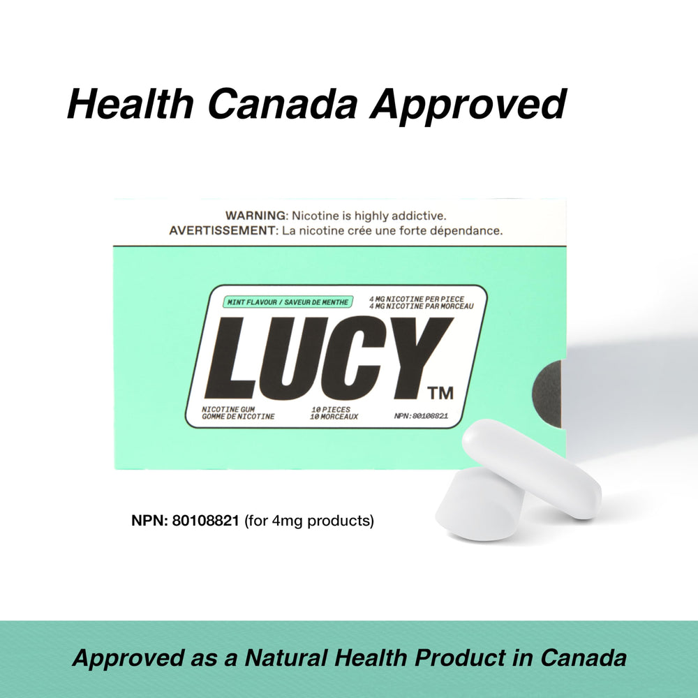 Lucy Nicotine Gum pocket-ready pack for cravings on the go