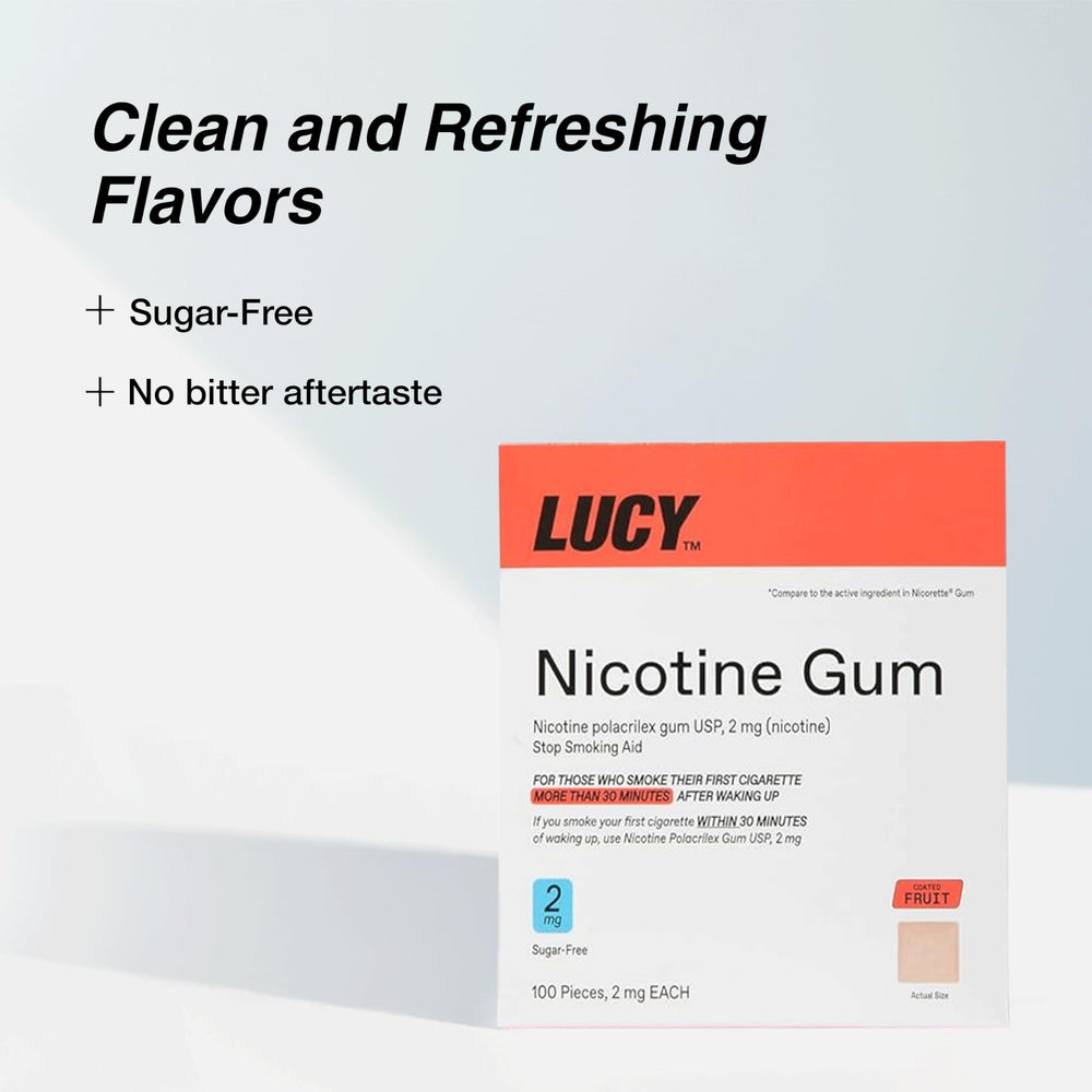 LUCY NRT coated gum detail highlighting texture and chewability.