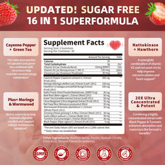 Lukaree 16in1 Cayenne Gummies closeup of ingredients including beetroot and hawthorn