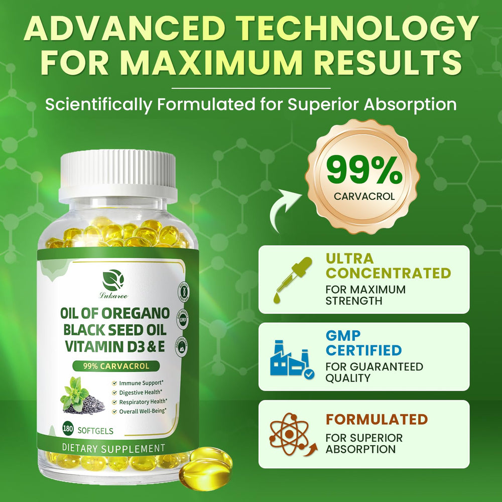 Lukaree black seed oil capsules on bright background for daily use.